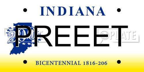 PREEET Indiana License Plate