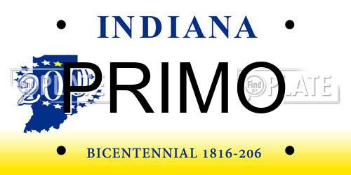 PRIMO Indiana License Plate