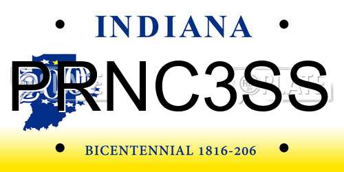 PRNC3SS Indiana License Plate