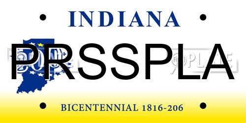 PRSSPLA Indiana License Plate