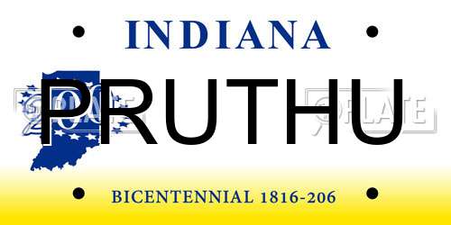 PRUTHU Indiana License Plate