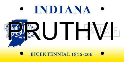 PRUTHVI Indiana License Plate