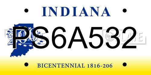 PS6A532 Indiana License Plate