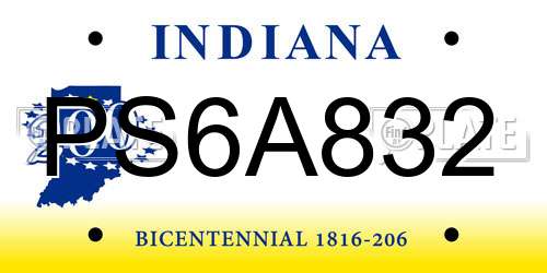 PS6A832 Indiana License Plate