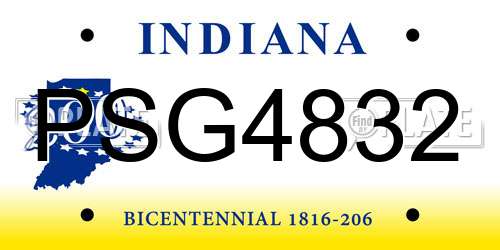 PSG4832 Indiana License Plate