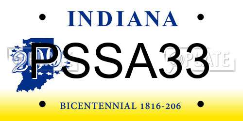 PSSA33 Indiana License Plate