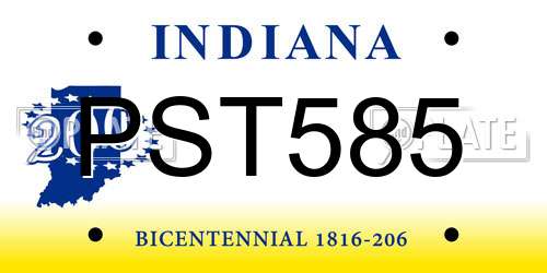 PST585 Indiana License Plate
