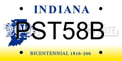 PST58B Indiana License Plate