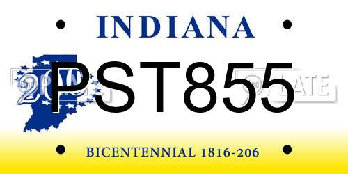 PST855 Indiana License Plate