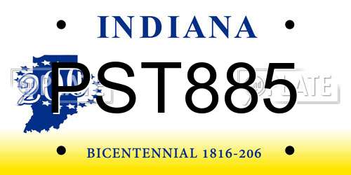 PST885 Indiana License Plate
