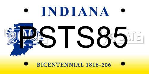 PSTS85 Indiana License Plate