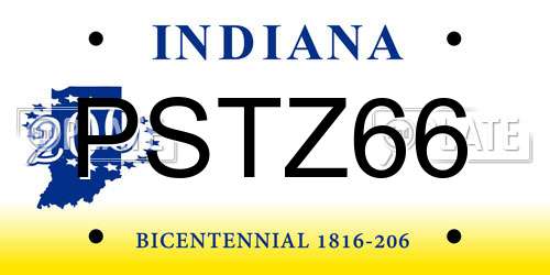 PSTZ66 Indiana License Plate
