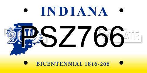 PSZ766 Indiana License Plate