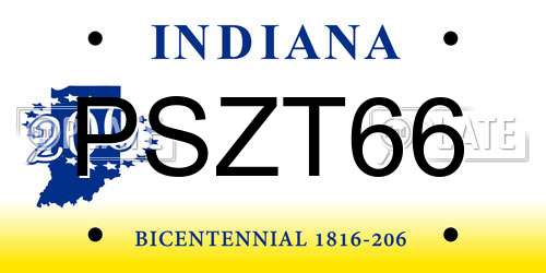 PSZT66 Indiana License Plate