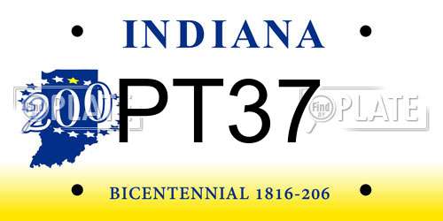 PT37 Indiana License Plate