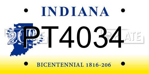 PT4034 Indiana License Plate