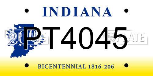 PT4045 Indiana License Plate