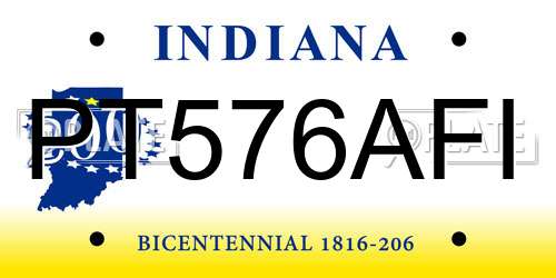 PT576AFI Indiana License Plate