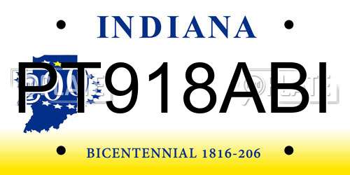 PT918ABI Indiana License Plate