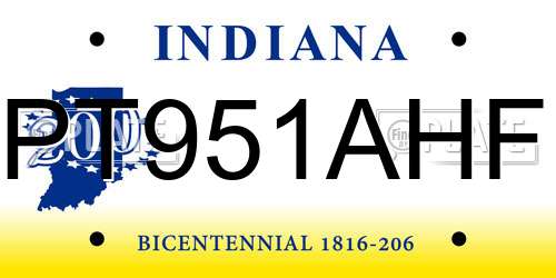 PT951AHF Indiana License Plate