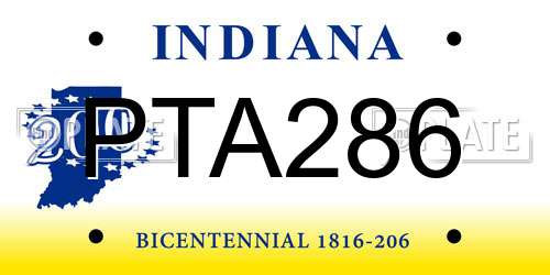 PTA286 Indiana License Plate