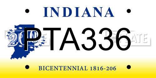 PTA336 Indiana License Plate