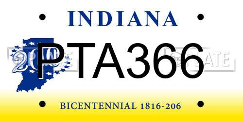 PTA366 Indiana License Plate