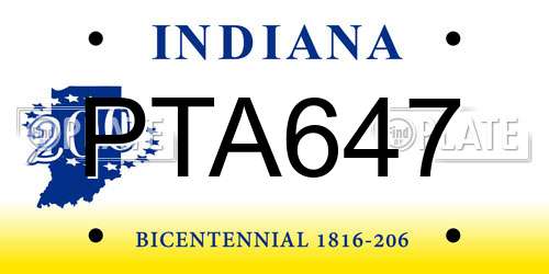 PTA647 Indiana License Plate