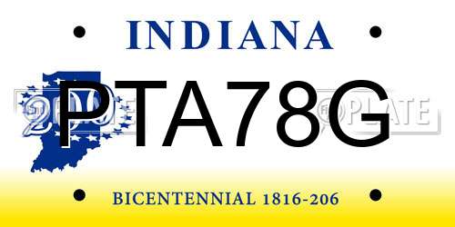 PTA78G Indiana License Plate