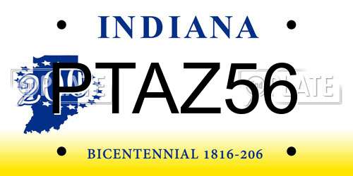 PTAZ56 Indiana License Plate