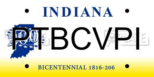 PTBCVPI Indiana License Plate