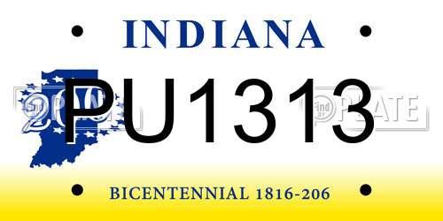 PU1313 Indiana License Plate