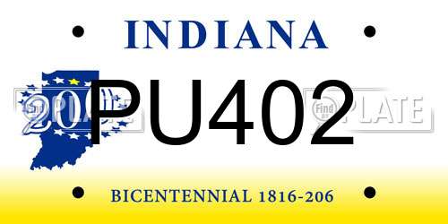 PU402 Indiana License Plate