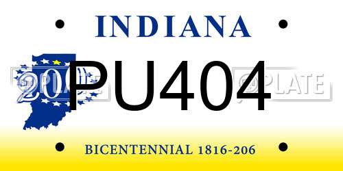 PU404 Indiana License Plate