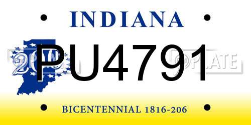 PU4791 Indiana License Plate