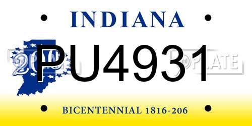PU4931 Indiana License Plate