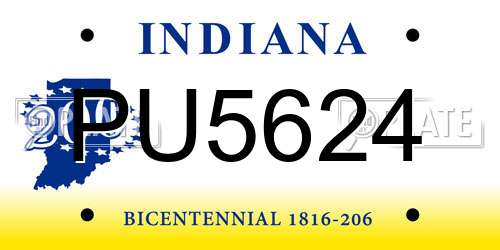 PU5624 Indiana License Plate