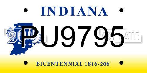 PU9795 Indiana License Plate