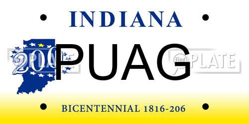 PUAG Indiana License Plate