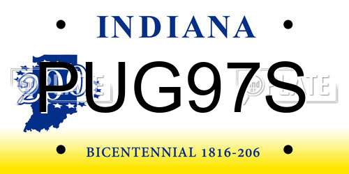 PUG97S Indiana License Plate