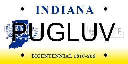 PUGLUV Indiana License Plate
