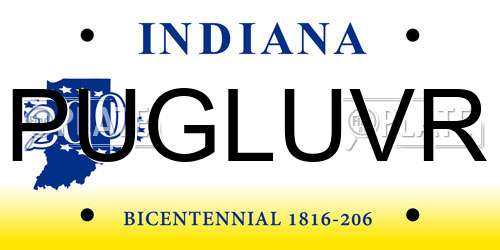 PUGLUVR Indiana License Plate