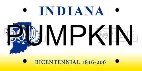 PUMPKIN Indiana License Plate