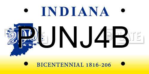 PUNJ4B Indiana License Plate