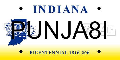 PUNJA8I Indiana License Plate