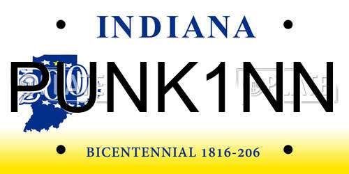 PUNK1NN Indiana License Plate