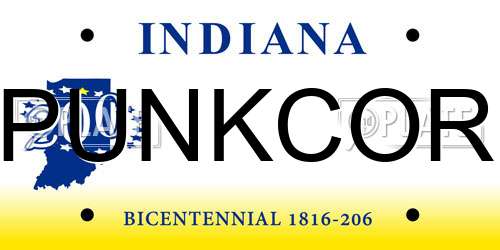 PUNKCOR Indiana License Plate