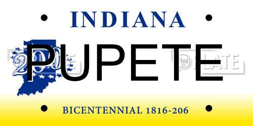 PUPETE Indiana License Plate