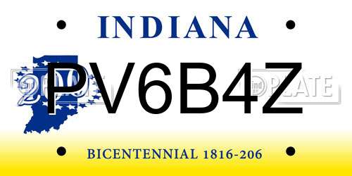 PV6B4Z Indiana License Plate