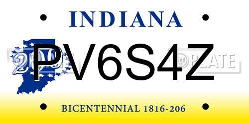 PV6S4Z Indiana License Plate